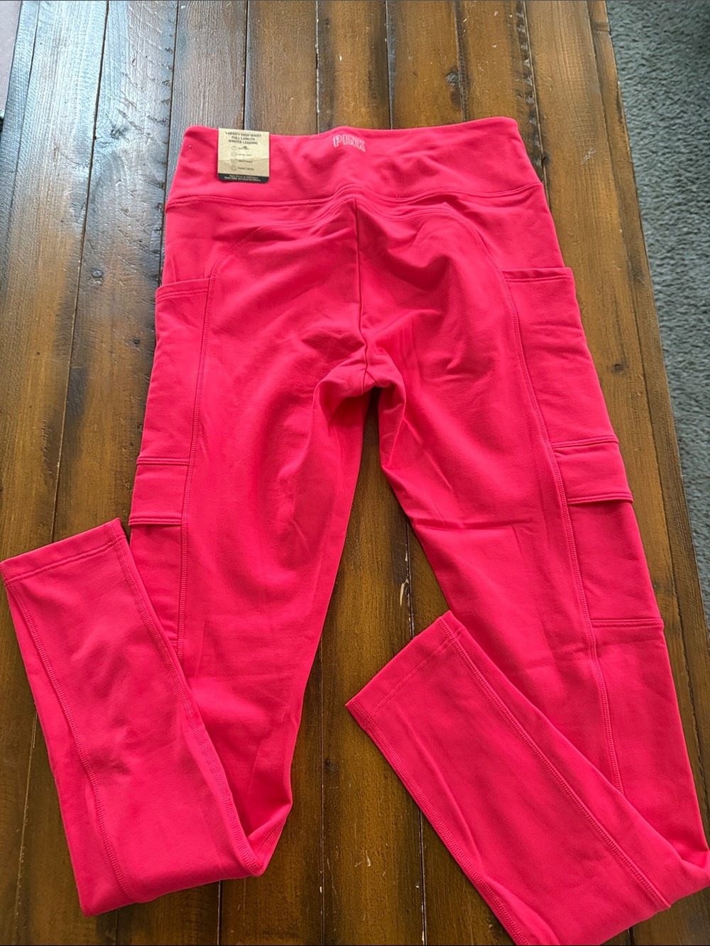 PINK Victoria's Secret womens Hot Pink Active Leggings with Side Pockets